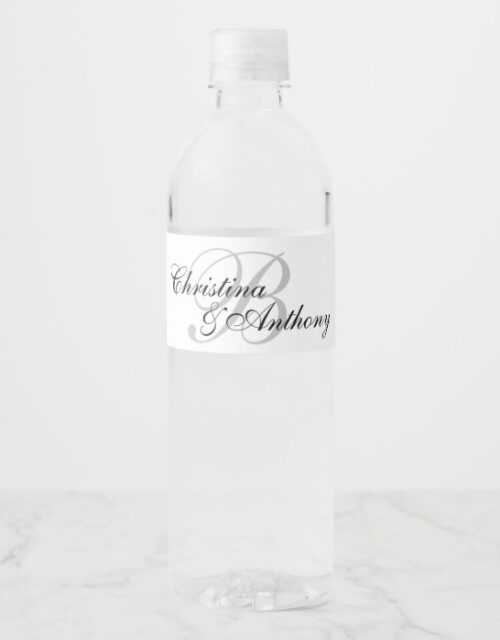 Wedding Monogram Custom Water Bottle Label