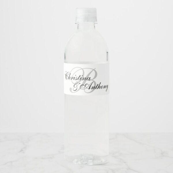 Wedding Monogram Custom Water Bottle Label