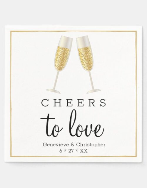 Wedding Napkin | Gold Cheers to Love Paper Napkin