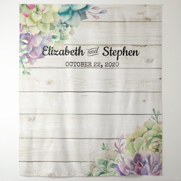 Wedding Photo Booth Backdrop Succulent Rustic Wood