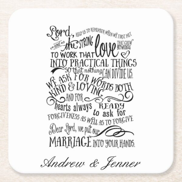 Wedding prayer personalized Favor wedding coaster