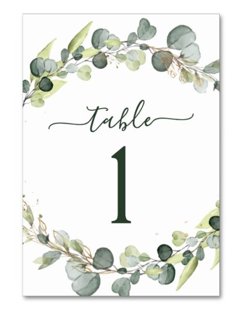 Wedding Reception Eucalyptus Greenery Succulent Table Number