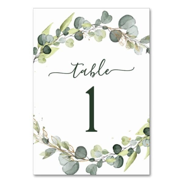 Wedding Reception Eucalyptus Greenery Succulent Table Number