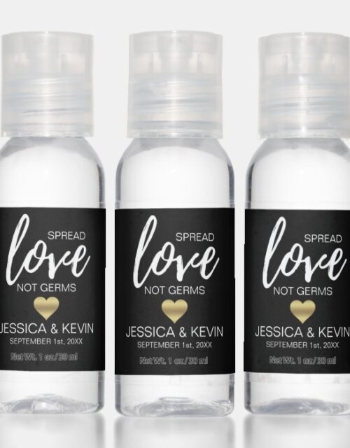Wedding Spread Love Not Germs Gold Heart Favors Hand Sanitizer