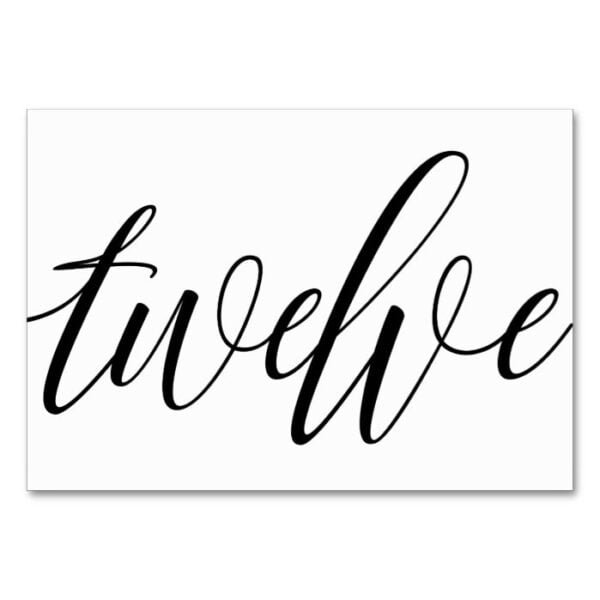 Wedding Table Numbers - Luxe Typography - Black 12