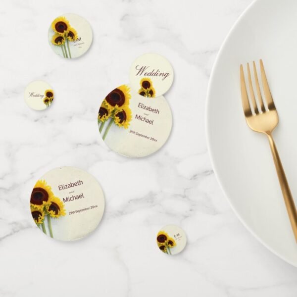 Wedding Table  Sunflower Rustic Table Confetti