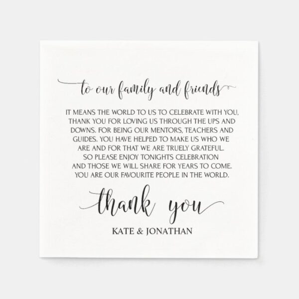 Wedding Thank You Cocktail Napkins For Reception