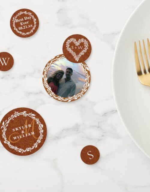 Wedding Woodsy Elegant Copper Add Your Photo Confetti