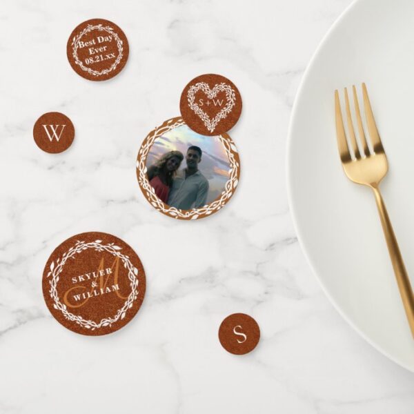 Wedding Woodsy Elegant Copper Add Your Photo Confetti