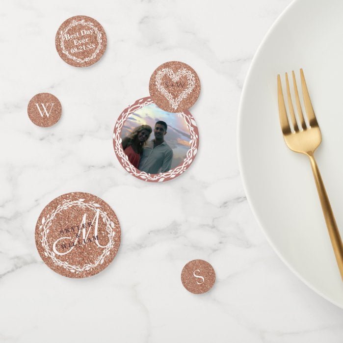 Wedding Woodsy Elegant Rose Gold Add Your Photo Confetti