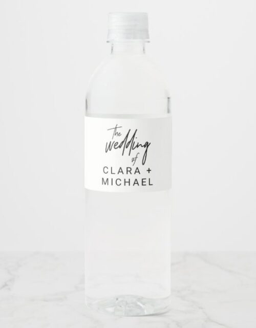 Whimsical Calligraphy Wedding Water Bottle Label