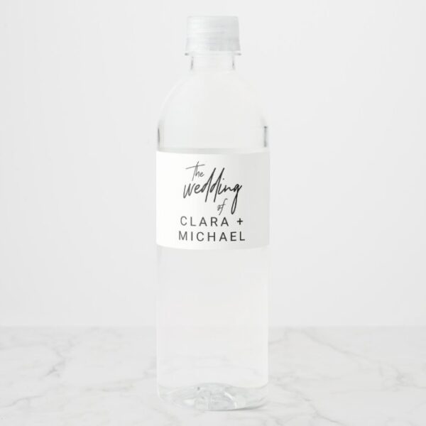 Whimsical Calligraphy Wedding Water Bottle Label
