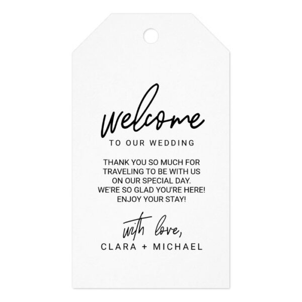Whimsical Calligraphy Wedding Welcome Gift Tags