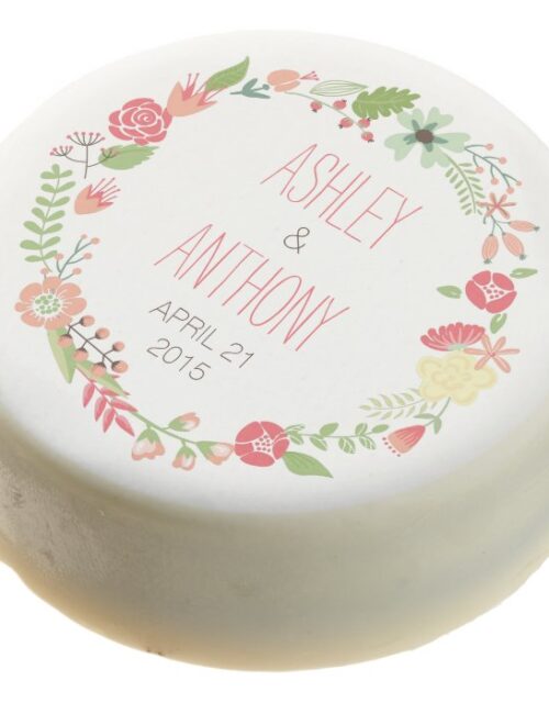 Whimsical Floral Wreath Personalized Wedding Favor