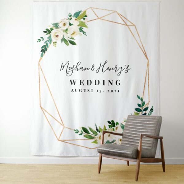 White And Gold Wedding Backdrop, Photo Booth Prop