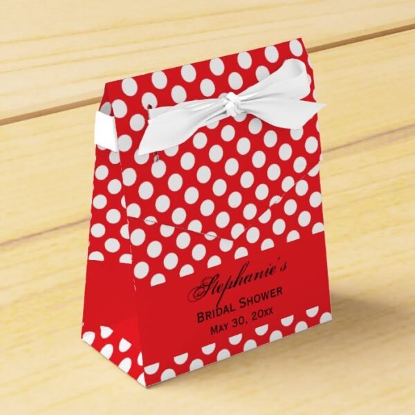 White and Red Polka Dot Bridal Shower Favor Box