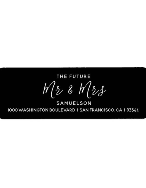 White Black Future Mr & Mrs Wedding Return Address Label