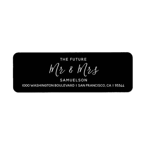 White Black Future Mr & Mrs Wedding Return Address Label