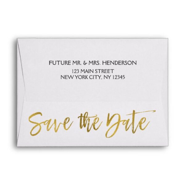 White Gold Foil Save the Date Envelope