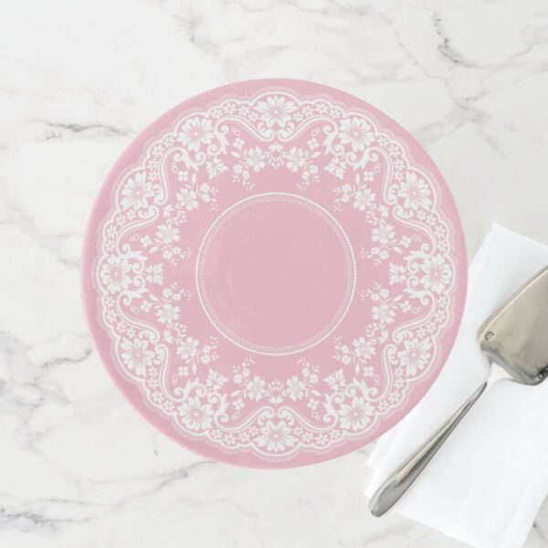 White Lace Doily Pink Tea Party Cupcake Cake Stand