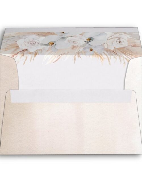 White Orchids and Pampas Grass Modern Soft Pastel Envelope