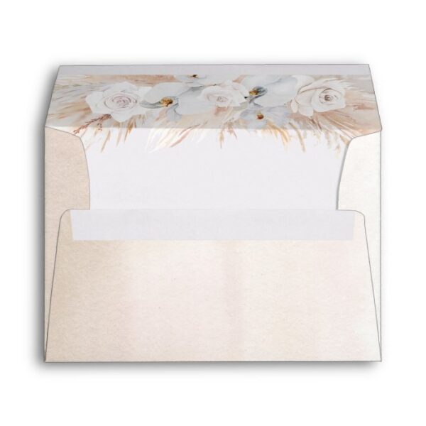 White Orchids and Pampas Grass Modern Soft Pastel Envelope