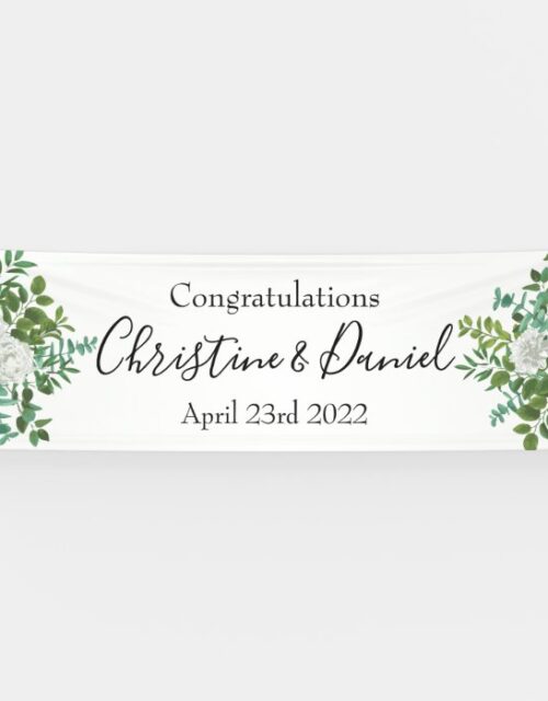 White Peony & Rose Floral Wedding Banner