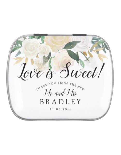 White Rose Bouquet |  Love is Sweet Candy Tin
