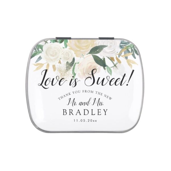 White Rose Bouquet |  Love is Sweet Candy Tin