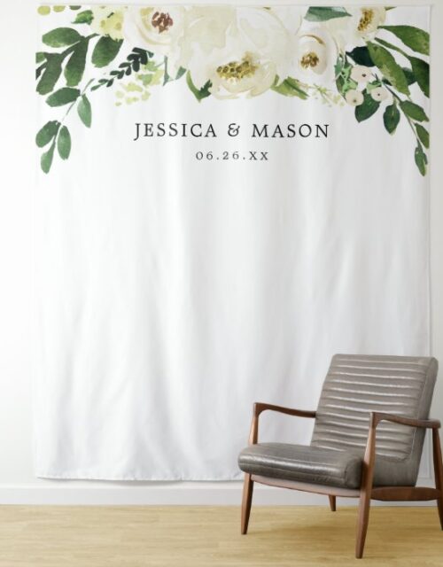 White Roses Wedding Backdrop Banner
