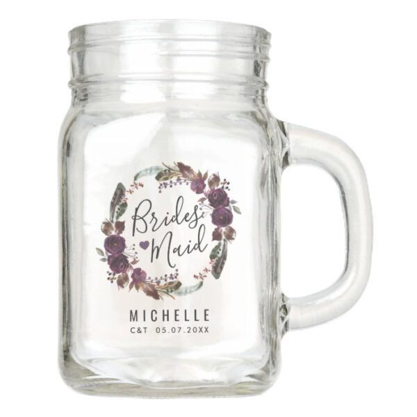 Wild Royal Bloom | Floral Wreath | Bridesmaid Mason Jar