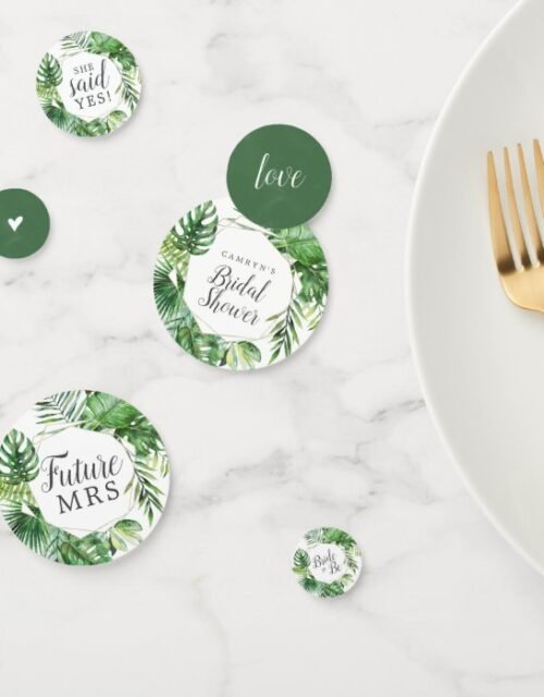 Wild Tropical Palm Bridal Shower Table Confetti