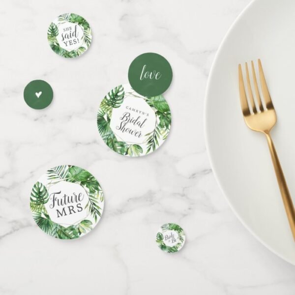 Wild Tropical Palm Bridal Shower Table Confetti