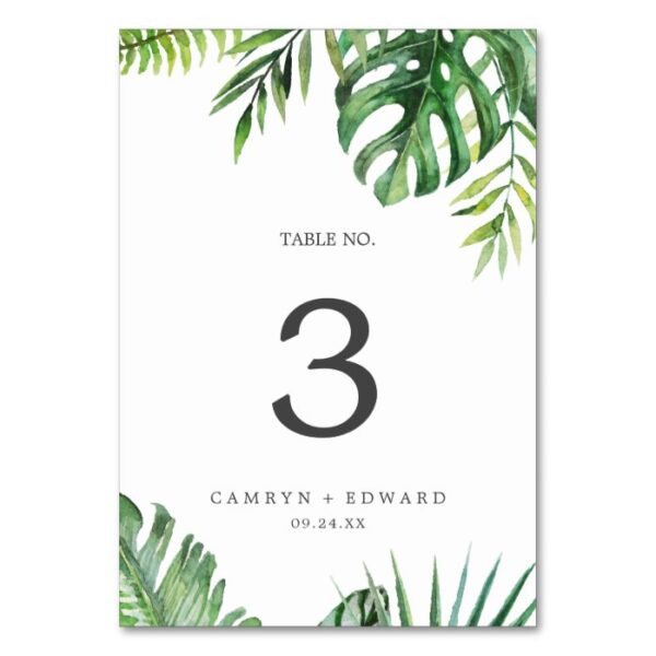 Wild Tropical Palm Table Number