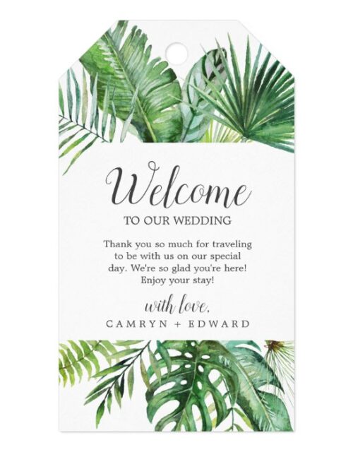 Wild Tropical Palm Wedding Welcome Gift Tags