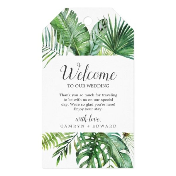 Wild Tropical Palm Wedding Welcome Gift Tags