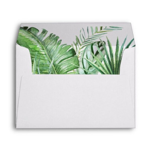 Wild Tropical Palm | White Wedding Invitation Envelope