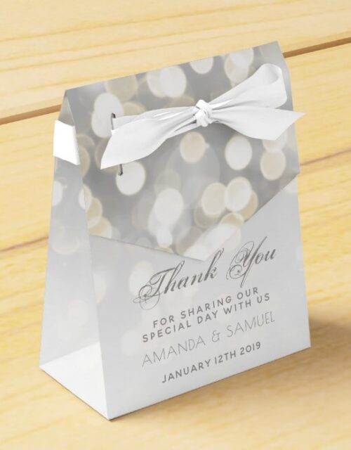 Winter Silver and Gold Sparkle Wedding Favor Box