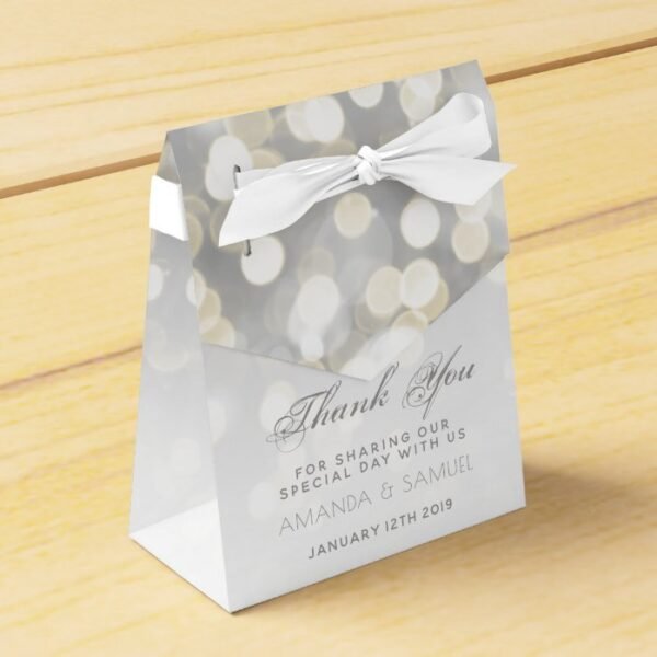 Winter Silver and Gold Sparkle Wedding Favor Box