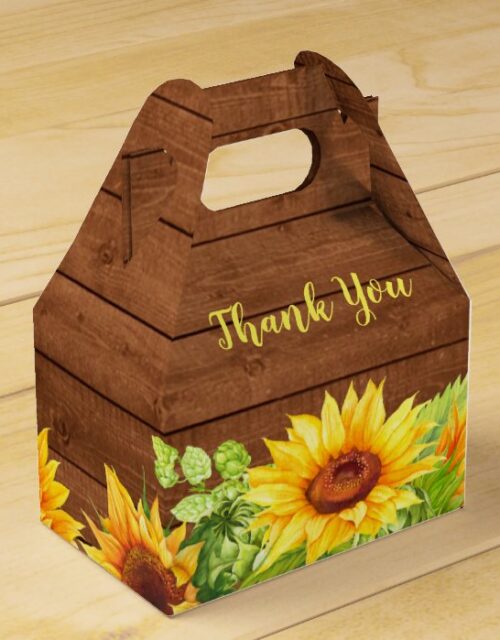 Wood Sunflower Rustic Wedding Favor Box