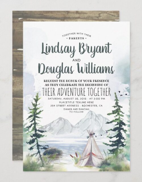 Woodsy Nature Mountains Adventure Wedding Invitation