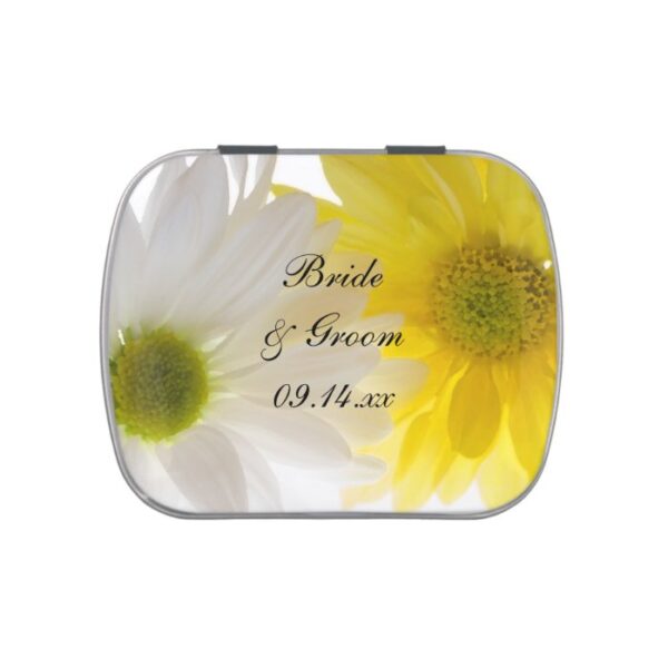 Yellow and White Daisies Wedding Favor Jelly Belly Tin