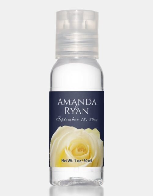 Yellow Rose Dark Blue Floral Wedding Hand Sanitizer