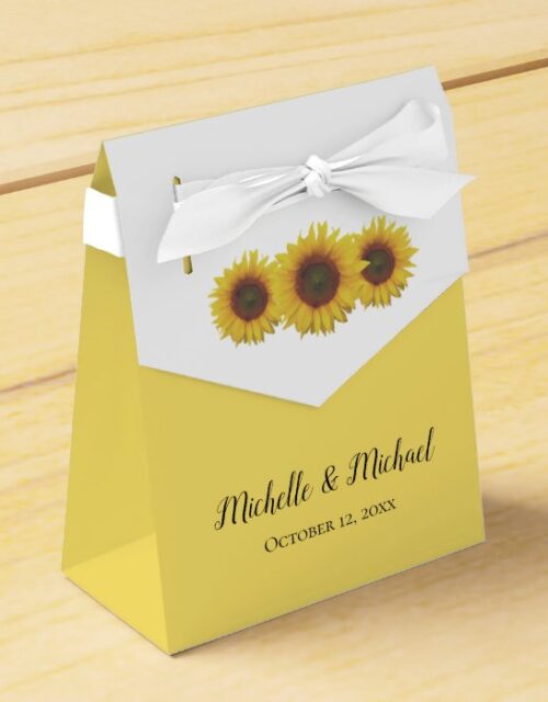 Yellow Sunflower Blooms Country Wedding Favor Box