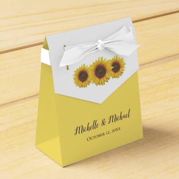 Yellow Sunflower Blooms Country Wedding Favor Box