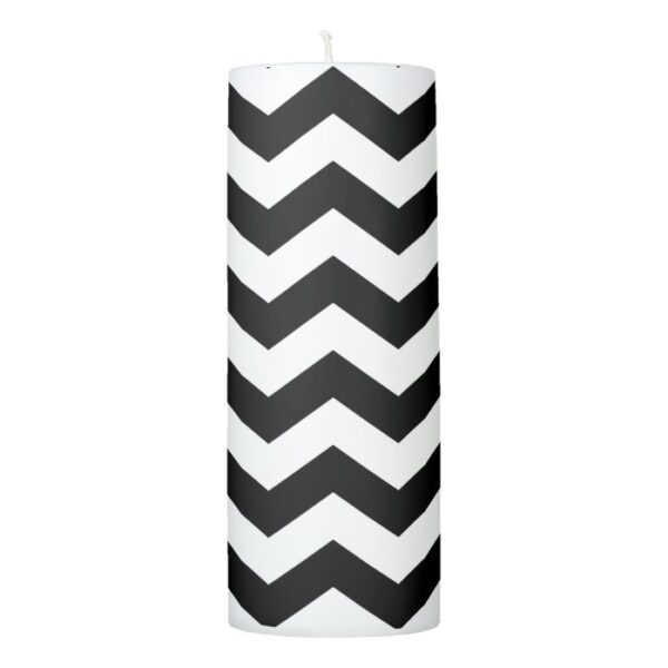 Zigzag Chevron Black And White Pillar Candle