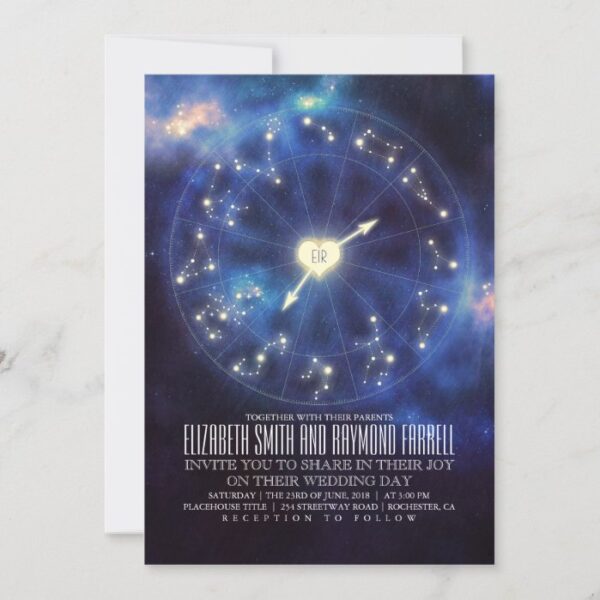 Zodiac Signs | Constellation Starry Night Wedding Invitation